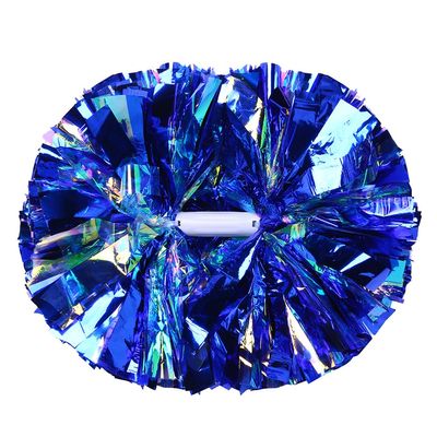 Hooshing 2PCS Blue Pom Poms Cheerleading Rainbow Cheer Pom Poms with Baton Handle for Kids Girls School Sports Team Spirit Games Cheering
