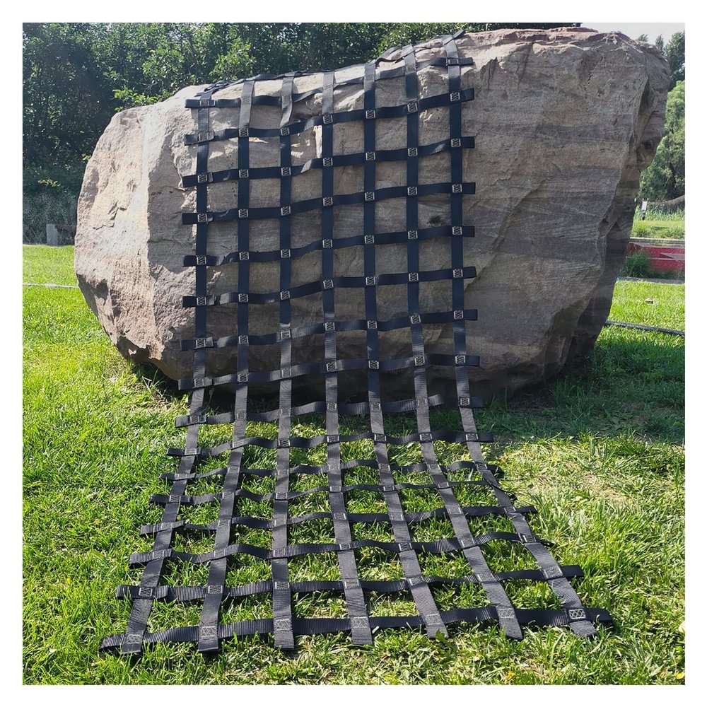 DREAMOSA Climbing Cargo Net, Outdoor Obstacle Course, Safety Netting, Black, Polyester, 1000 lb Load Capacity, 1.5 in Width, 59.06 in Length