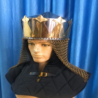 ARTIZANSTORE King Arthur Helmet with Av Entail, Chain Mail Helmet Silver