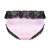 LiiYii Men's Shiny Satin Lace Bikini Briefs Sissy Pouch Panties Knickers Crossdress Underwear Pink Large view 2