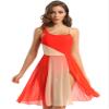 renvena Women Ballet Dance High Low Dress Lyrical Figure Skater Modern Dancewear Gymnastic Leotard Orange Large view 1