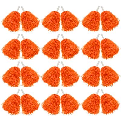 Hooshing 12PCS Orange Pom Poms Cheerleading Plastic Cheer Pom Poms with Handles for Team Spirit Sports Party Dance