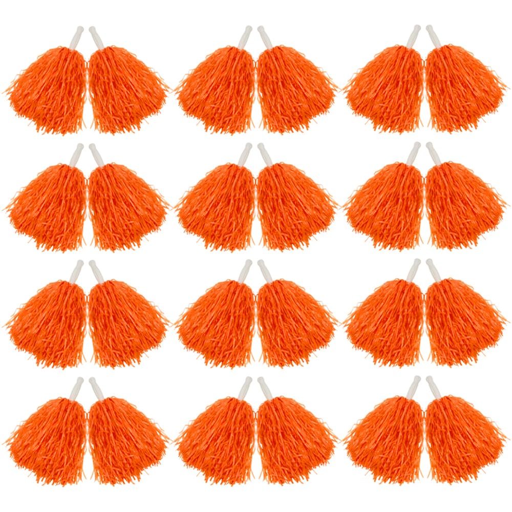 Hooshing 12PCS Orange Pom Poms Cheerleading Plastic Cheer Pom Poms with Handles for Team Spirit Sports Party Dance