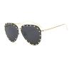 COTIA Fashion Rimless Pilot Sunglasses Women Retro Punk Rivets Personalized Toad Mirror Metal Sun Glasses UV400 (X-Medium, gray) view 1