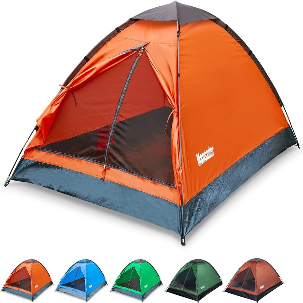 Mansader 2 Person Camping Dome Tent,Waterproof Lightweight Portable Tents for Outdoor Camping Hiking Travel (Orange)