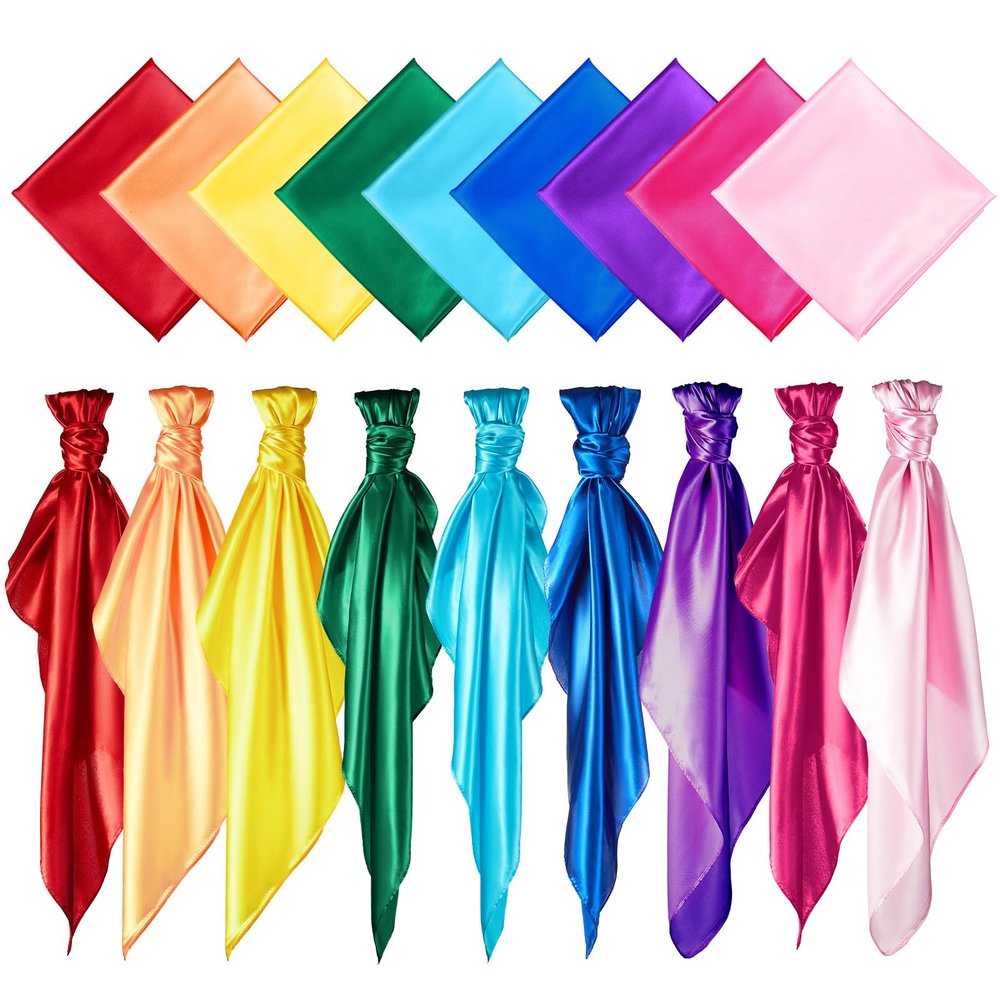 Geyoga 9 Pcs Fabric Play Scarves Rainbow Play Dance Scarves Creative Pretend Juggling Dress 35 x 35 Inch(Classic Colors)