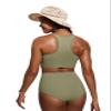 CRZ YOGA Women's Bikini Tops High Neck Swimsuit Racerback Padded Bathing Suit Sexy Swimwear Moss Green X-Large view 2