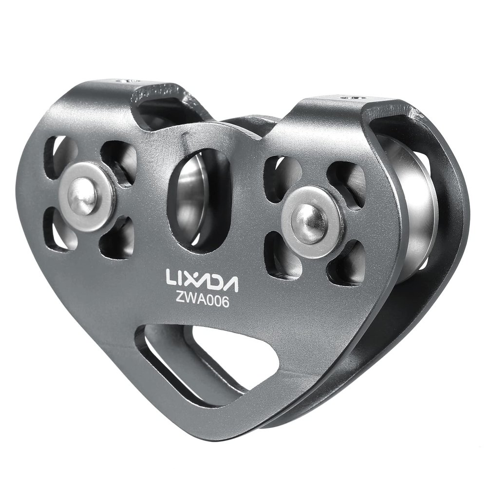 Lixada Zip Line Pulley 30KN Tandem Speed Double Pulley for 1/4 5/16 3/8 1/2 Cable Backyard Zipline, Hauling, Rigging and Commercial Purposes,Holds Upto 6700lbs