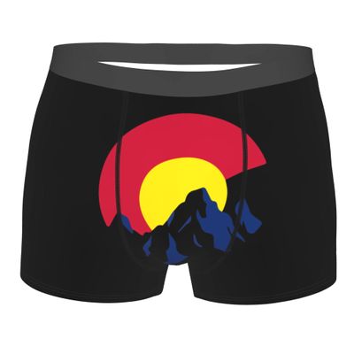 Colorado Flag Mountain Mens Boxer Briefs Underwear Breathable Stretch Boxer Trunk with Pouch for Men, Youth