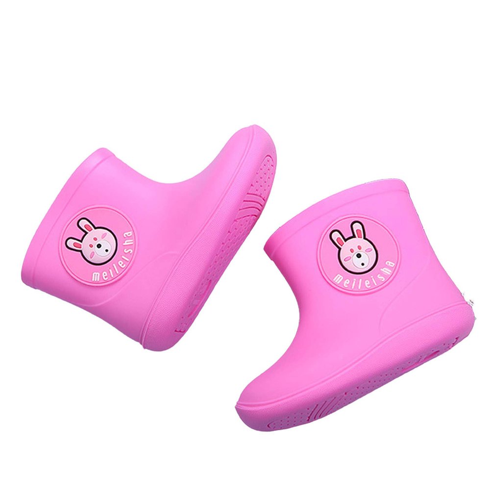 POLG Spring Baby Rain Boots Waterproof Shoes Toddler Kids Boys Girls Cartoon Rubber Waterproof Rain Shoes Rain Boots (Pink, 1-2 Years)