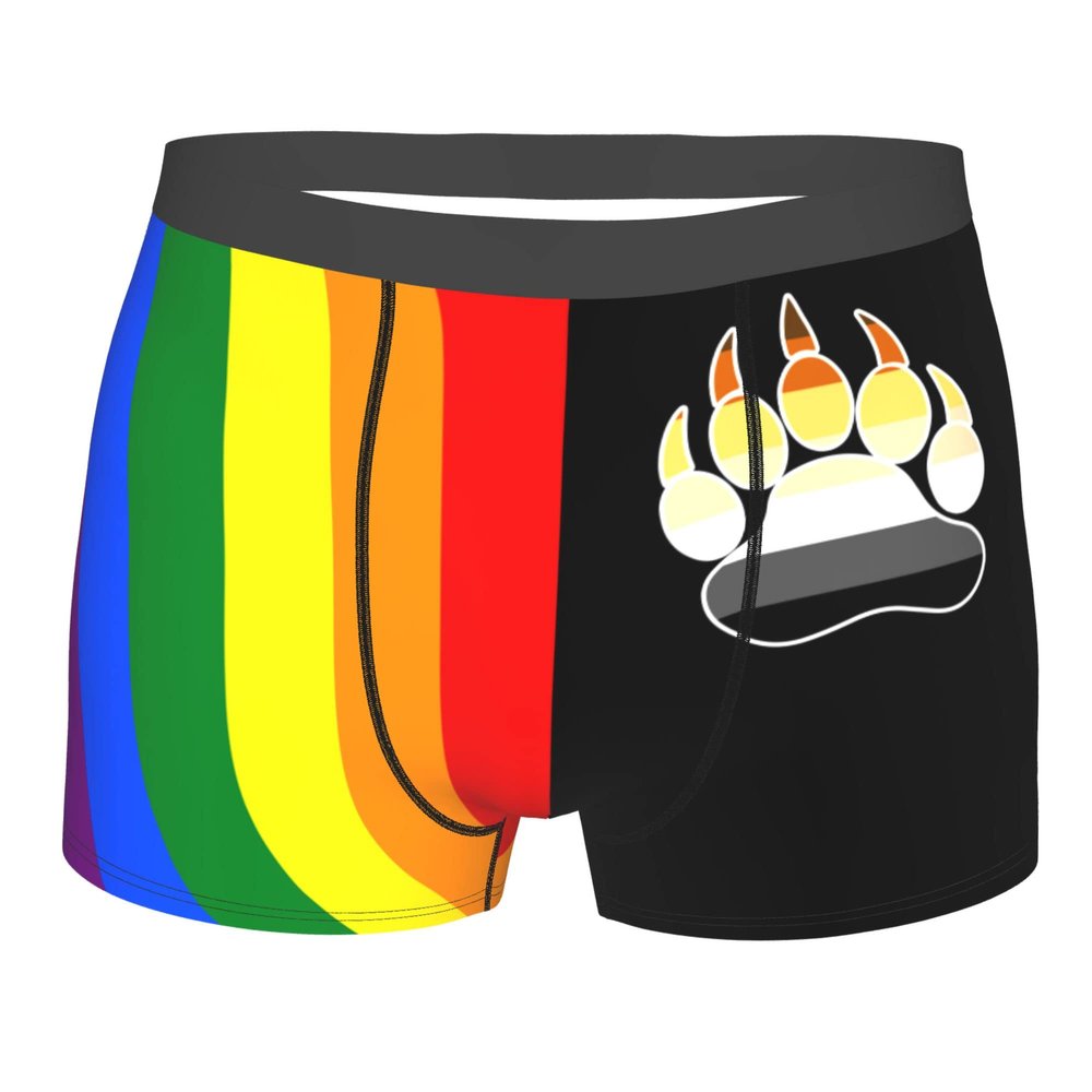 Gay LGBT Bear Flag Mens Boxer Briefs Underwear Breathable Stretch Boxer Trunk with Pouch for Men, Youth