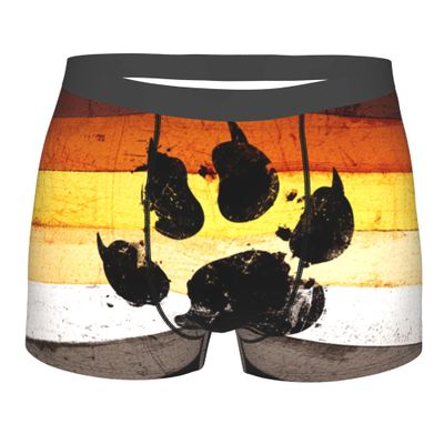 Gay flag bear paw LGBT Mens Boxer Briefs Underwear Breathable Stretch Boxer Trunk with Pouch for Men, Youth