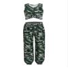 Jugaoge Kids Girls Gymnastics Crop Top Sport Bras with Athletic Pants Trousers 2 Pieces Activewear Set Camouflage Green 4 Years view 1