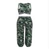 Jugaoge Kids Girls Gymnastics Crop Top Sport Bras with Athletic Pants Trousers 2 Pieces Activewear Set Camouflage Green 4 Years view 2