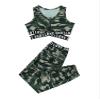 Jugaoge Kids Girls Gymnastics Crop Top Sport Bras with Athletic Pants Trousers 2 Pieces Activewear Set Camouflage Green 4 Years view 3