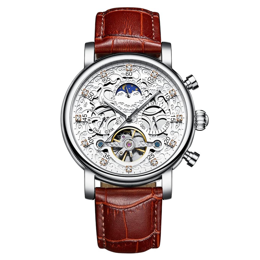 SHATONG Multi-dial Waterproof Men's Watch Business Round Analog Mechanical Movement Watch,case Diameter: 42mm