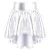 FEESHOW Kids Girls Shiny Metallic Mini Pleated Flared Skater Skirt School Athletic Dance Scooter Skort Skirt A Silver 6 Years view 1