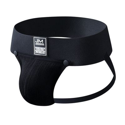 JOCKMAIL Jockstrap Men Underwear Removable Pouch Thongs and G Strings Breathable Thermal Underwear Male Panties (Medium, Black)