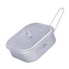 iBasingo 1000ml Titanium Military Mess Tin Outdoor Camping Cookware with Lid & Folding Handle Lightweight Frying Pan Single Layer Square Lunch Box Portable Hiking Backpacking Cooking Kit Ti2084C view 1
