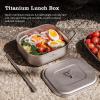 iBasingo 1000ml Titanium Military Mess Tin Outdoor Camping Cookware with Lid & Folding Handle Lightweight Frying Pan Single Layer Square Lunch Box Portable Hiking Backpacking Cooking Kit Ti2084C view 2