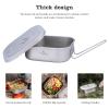 iBasingo 1000ml Titanium Military Mess Tin Outdoor Camping Cookware with Lid & Folding Handle Lightweight Frying Pan Single Layer Square Lunch Box Portable Hiking Backpacking Cooking Kit Ti2084C view 4