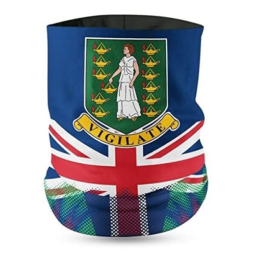 All Flags Balaclava Mask & Bandana Headband for Men Women |100% Polyester Microfiber Neck Warmer Men| Lightweight Breathable Beard mask (British Virgin Island Flag Face Bandana)