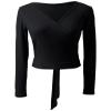 Lovdaswi Women's Self Tie Wrap Top Black view 3
