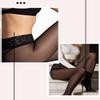 Charm and Attitude Sheer Tights for Women with Lace Top | Low Rise Stockings Pantyhose with Silicone Band - Black, M view 3