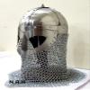 Nautical Replica Hub Viking Helmet with chain mail Medieval W/Wood Stand Valas Guard Armor Costume Halloween Helmet Silver Finish view 2