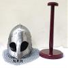 Nautical Replica Hub Viking Helmet with chain mail Medieval W/Wood Stand Valas Guard Armor Costume Halloween Helmet Silver Finish view 4