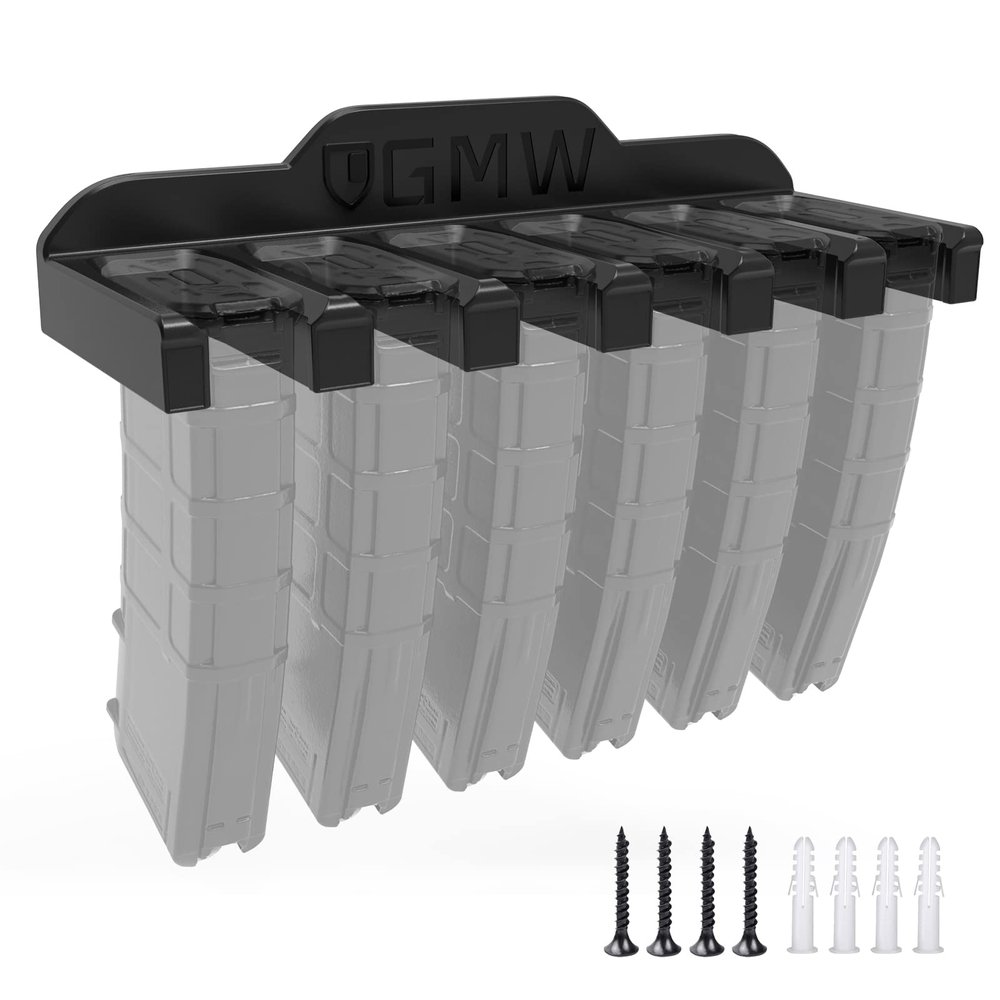 GMW 6 x PMAG Wall Mount for Mag Wall Display | PMAG Mag Holder | AR Magazine Holder | Wall Mount Display for Gun Room | Magazine and Ammo Storage and Organization (6 x PMAG Mount 1 Pack)