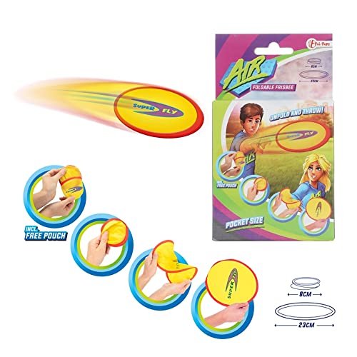 Air 62361A Foldable Frisbee 'Pocket' +Cover No aplica Skill Games, Multicoloured