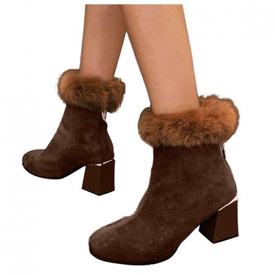 Bcshiye Womens Chunky Heels Ankle Booties Ankle Boots Chunky High Heels Zipper Short Boots Mid Heel Chelsea Boots
