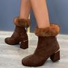 Bcshiye Womens Chunky Heels Ankle Booties Ankle Boots Chunky High Heels Zipper Short Boots Mid Heel Chelsea Boots view 2