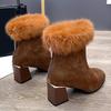 Bcshiye Womens Chunky Heels Ankle Booties Ankle Boots Chunky High Heels Zipper Short Boots Mid Heel Chelsea Boots view 4