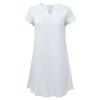 NaRHbrg Women's Linen Tunic Dresses V-Neck Baggy Midi Dress Beach Vacation Solid Plus Size T-Shirt Mini Shift Dress Sundress White view 3