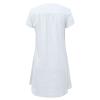 NaRHbrg Women's Linen Tunic Dresses V-Neck Baggy Midi Dress Beach Vacation Solid Plus Size T-Shirt Mini Shift Dress Sundress White view 4