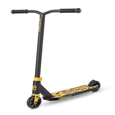 Chilli Corey Funk Signature Scooter- Quality Freestyle Extreme Beginner Stunt Scooter for Ages 6 and up , 110mm Wheels, Chromoly T-bar, Chilli Spider IHC Compression, Pre-Assembled