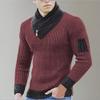 tuduoms Scarf Collar Knitted Sweater for Men Long Sleeve Rib-knit Pullover Slim Fit Comfort Jumper Tops Turtleneck Sweaters view 2