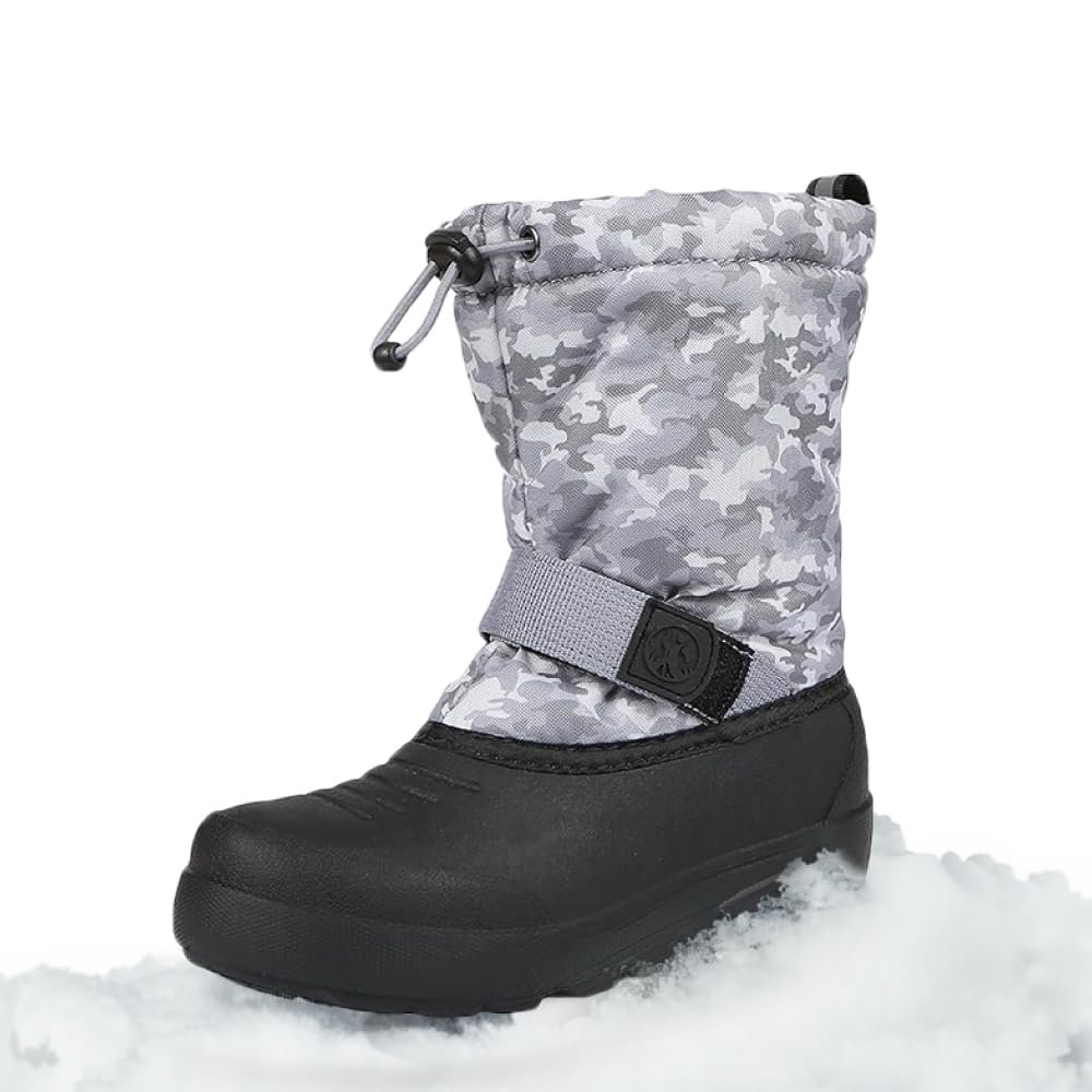 Northside Kid's Frosty Insulated Winter Snow Boots - Gray/Camo, 6 Toddler