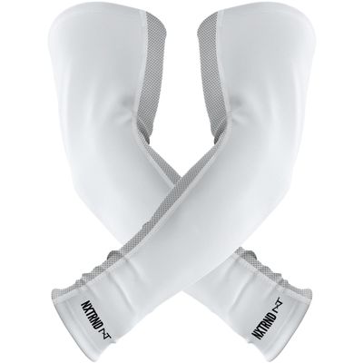 1 Pair Nxtrnd Compression Arm Sleeves for Men, Breathable Football, Basketball, Baseball Accessory, Adult & Kids (Large, White)