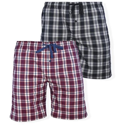 Hanes Mens 2-Pack Woven Pajama Shorts  Breathable Stretch Lounge Bottoms for Warm Weather, Red/Black, Large