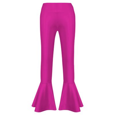 VernLan Kids Girls Shiny Metallic Gymnastics Athletic Bell Bottom Hip Hop Jazz Stage Performance Dancewear Hot Pink 10 Years