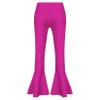 VernLan Kids Girls Shiny Metallic Gymnastics Athletic Bell Bottom Hip Hop Jazz Stage Performance Dancewear Hot Pink 10 Years view 2