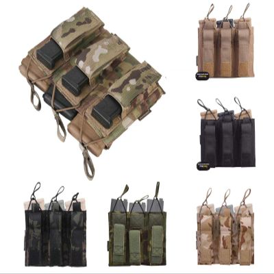 Emerson 5.56 Pistol Triple Open Top Magazine Pouch Combat Molle MAG Pouch (Multicam Black)