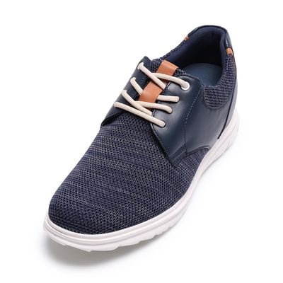 CHAMARIPA Men's Invisible Height Increasing Sneakers - 2.76 Inch Lift | Lightweight Mesh Lace-Up Shoes with Premium Leather Overlays & Ergonomic Support for Sports & Daily Wear