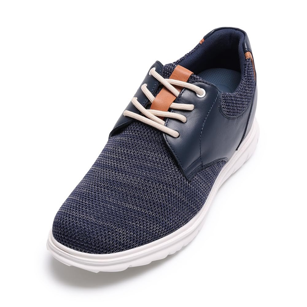 CHAMARIPA Men's Invisible Height Increasing Sneakers - 2.76 Inch Lift | Lightweight Mesh Lace-Up Shoes with Premium Leather Overlays & Ergonomic Support for Sports & Daily Wear