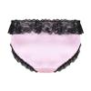 renvena Men's Sissy Crossdress Panties Silk Satin Bulge Pouch Bikini Briefs Low Rise Sleep Bottom Shorts Pink Large view 2