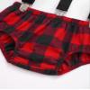 Yeahdor Baby Boys Cake Smash Clothes Plaid Diaper Suspenders Pants Bow Tie Set for Photo Prop Red 9-12 Months view 4