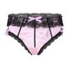 renvena Men's Sissy Crossdress Panties Silk Satin Bulge Pouch Bikini Briefs Low Rise Sleep Bottom Shorts Pink XX-Large view 1